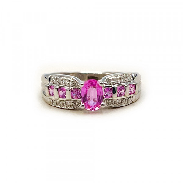 Золота каблучка у білому кольорі з жовтими діамантами