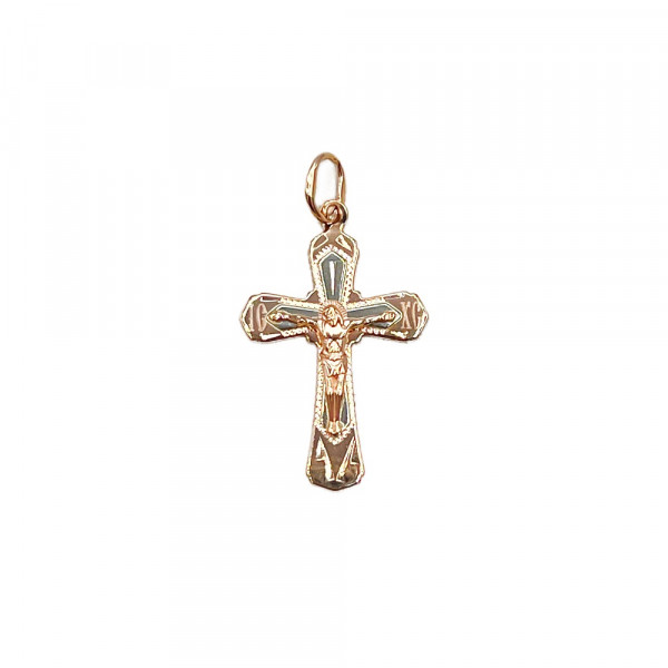 Хрестик з золота у червоному з білим кольорі