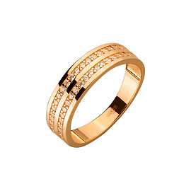 Золотое кольцо в красном цвете с цирконом 01-19279056