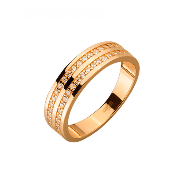 Золотое кольцо в красном цвете с цирконом