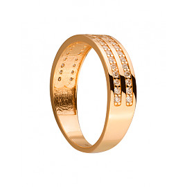 Золотое кольцо в красном цвете с цирконом