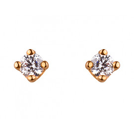 Золоті сережки у червоному кольорі з цирконом 01-19319656