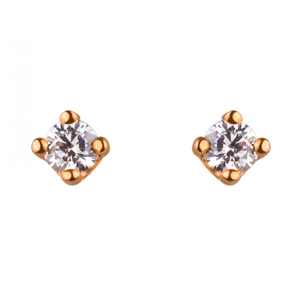 Золоті сережки у червоному кольорі з цирконом