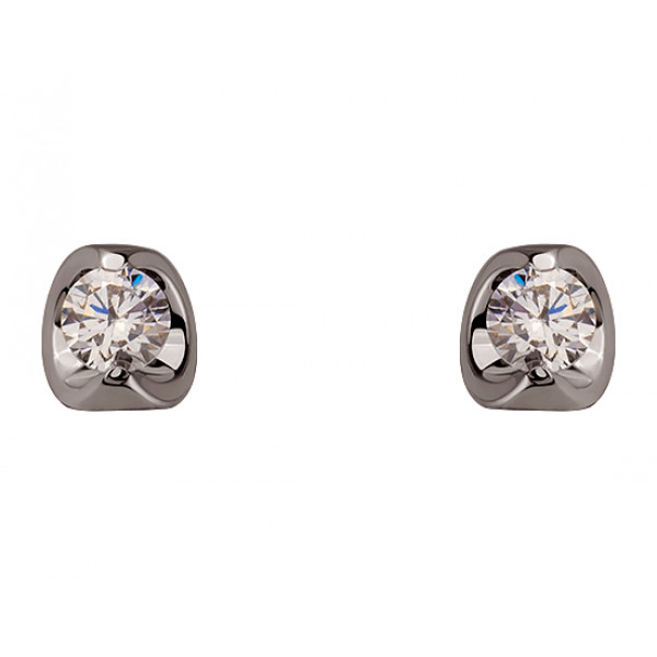 Золотые серьги белого цвета с цирконом