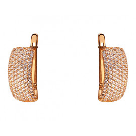 Золотые серьги красного цвета с цирконом 01-200243956