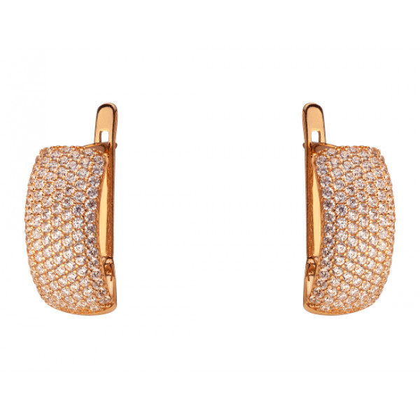 Золоті сережки червоного кольору з цирконом