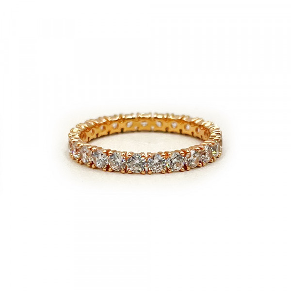 Золота каблучка у червоному кольорі з цирконом