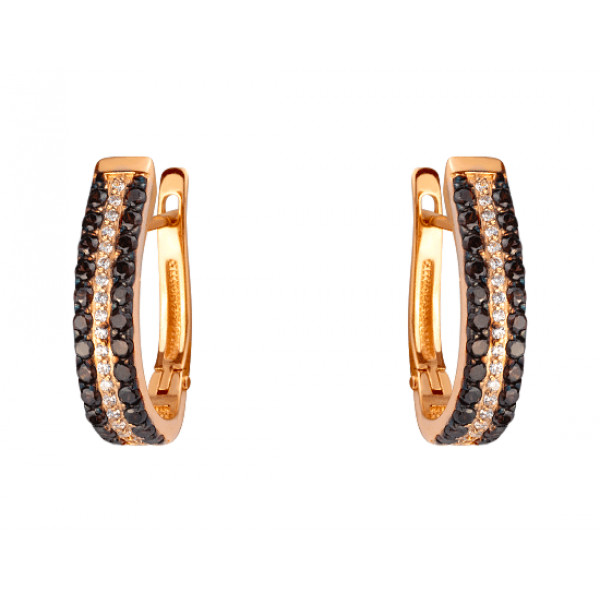 Серьги из золота красного цвета с цирконом