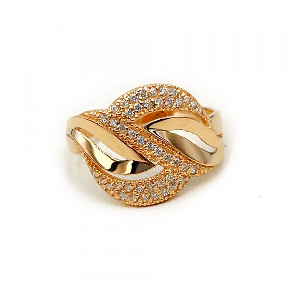 Золотое кольцо в красном цвете с цирконом