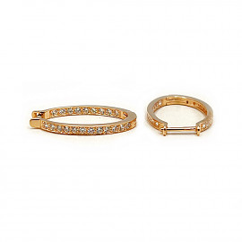 Золотые серьги в красном цвете с цирконом 01-200768556