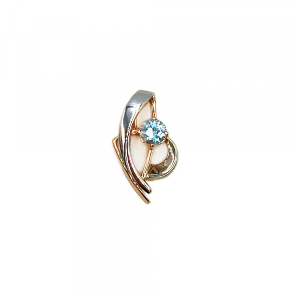 Кулон з золота у червоному з білим кольорі з блакитним топазом