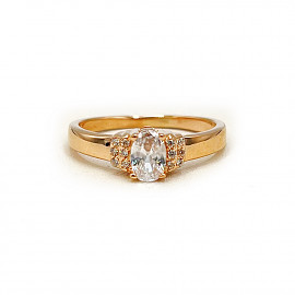 Золота каблучка червоного кольору з цирконом 01-200799756