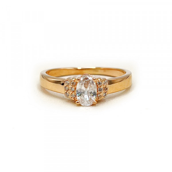 Золота каблучка червоного кольору з цирконом