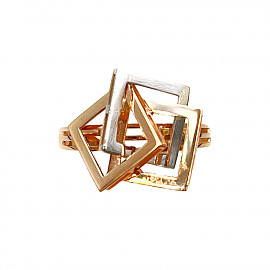 Золотое кольцо в красном с белым цвете 01-200817556