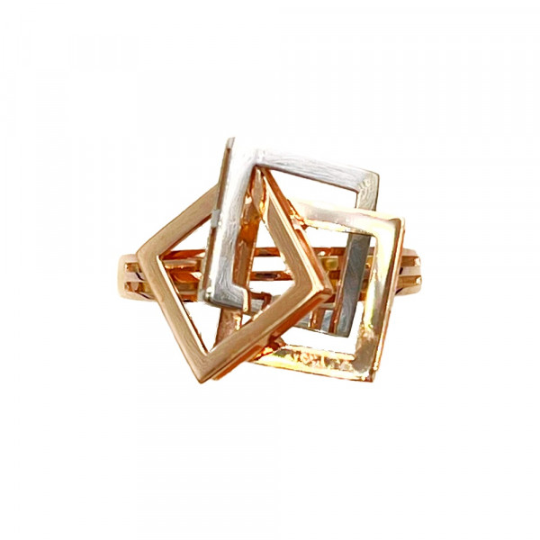 Золота каблучка у червоному з білим кольорі