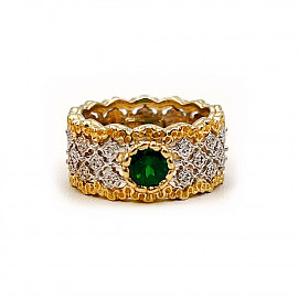 Золота каблучка жовтого з білим кольору з жовтими діамантами 01-200850856