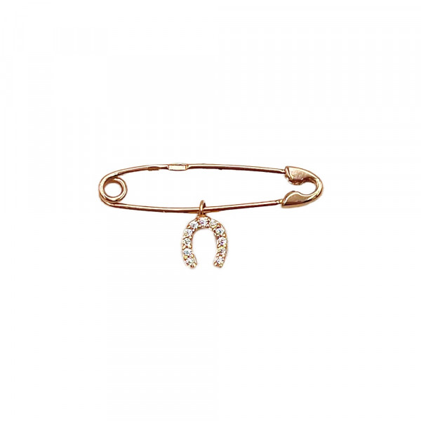 Шпилька з золота червоного кольору з цирконом