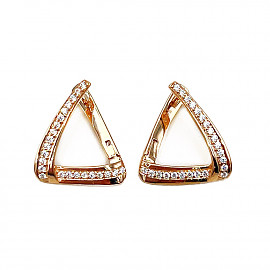 Золоті сережки червоного кольору з цирконом 01-200875356