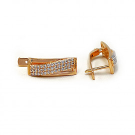 Сережки з червоного з білим золота з цирконом 01-200986056