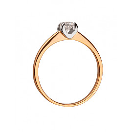 Золотое кольцо красного с белым цвета с цирконом