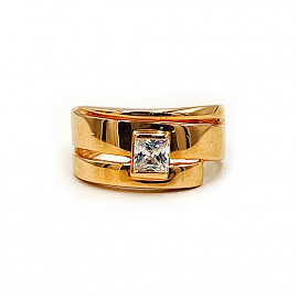 Каблучка з червоного золота з цирконом 01-200135157