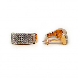 Золотые серьги красного с белым цвета с цирконом 01-200264557