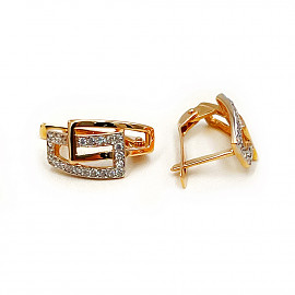 Золоті сережки у червоному з білим кольорі з цирконом 01-200325057