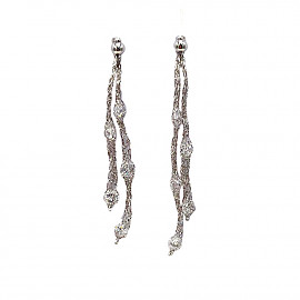 Золотые серьги белого цвета с цирконом 01-200374457