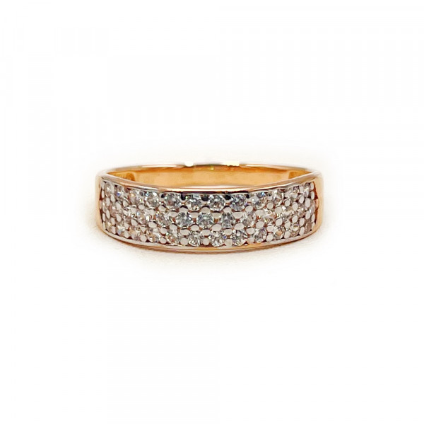 Кольцо из золота красного с белым цвета с цирконом