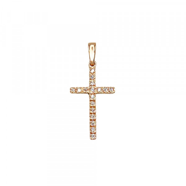 Золотий хрестик у червоному кольорі з цирконом