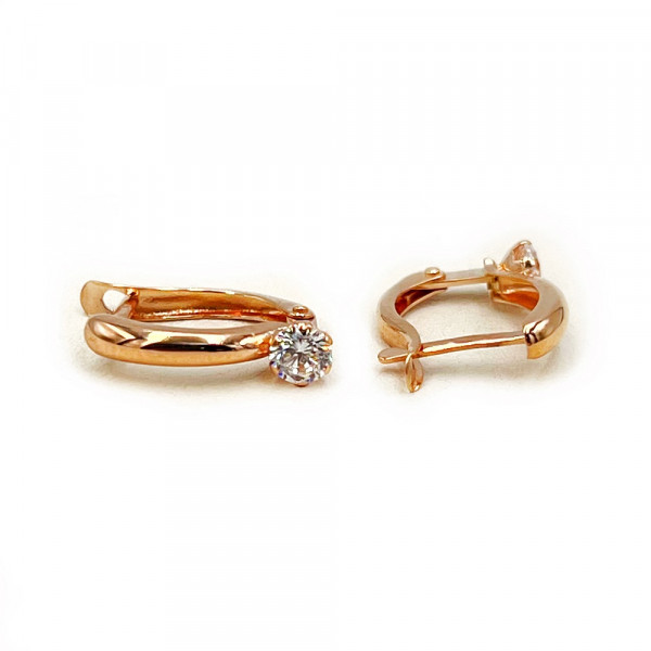 Золоті сережки у червоному кольорі з цирконом