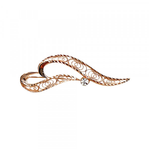 Брошь из золота в красном с белым цвете