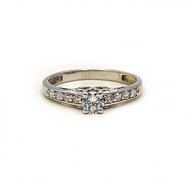 Золота каблучка у білому кольорі з цирконом 01-200844457