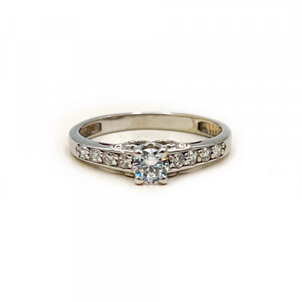 Золота каблучка у білому кольорі з цирконом