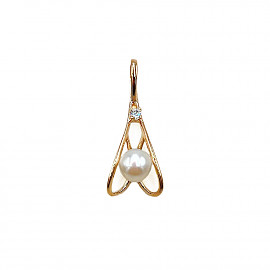 Кулон з золота у червоному кольорі з перлиною та цирконом 01-200894357