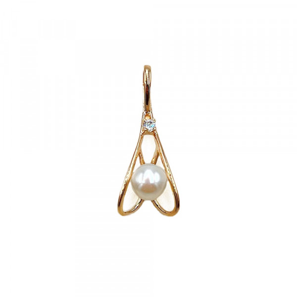 Кулон з золота у червоному кольорі з перлиною та цирконом