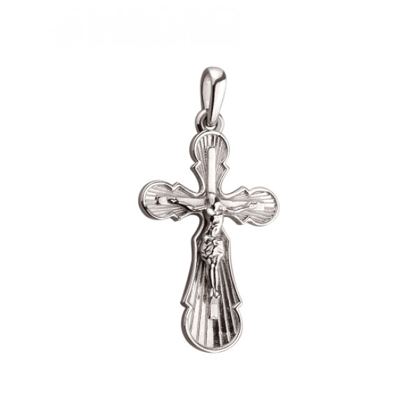 Крестик из золота в белом цвете