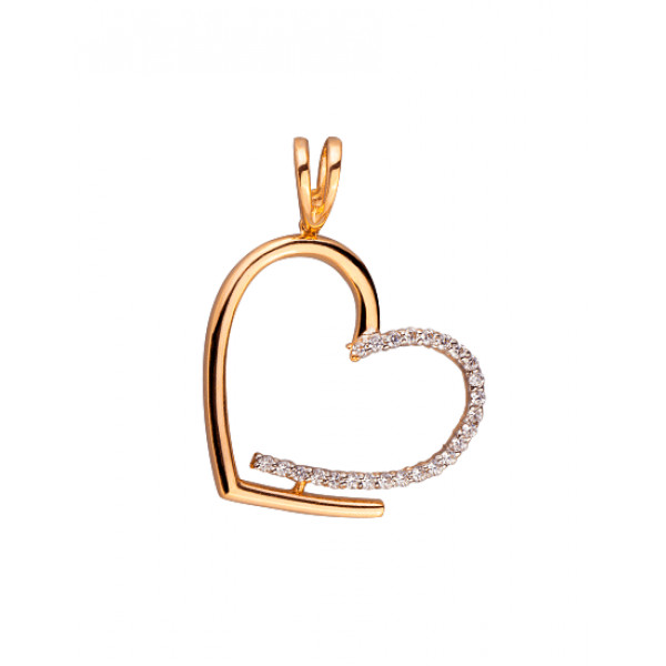 Кулон з золота червоного з білим кольору з цирконом «Серце»