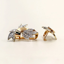 Серьги из золота красного с белым цвета с цирконом 01-200122958