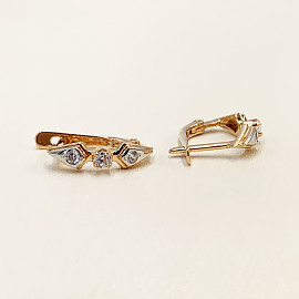 Серьги из золота красного с белым цвета с цирконом 01-200127158
