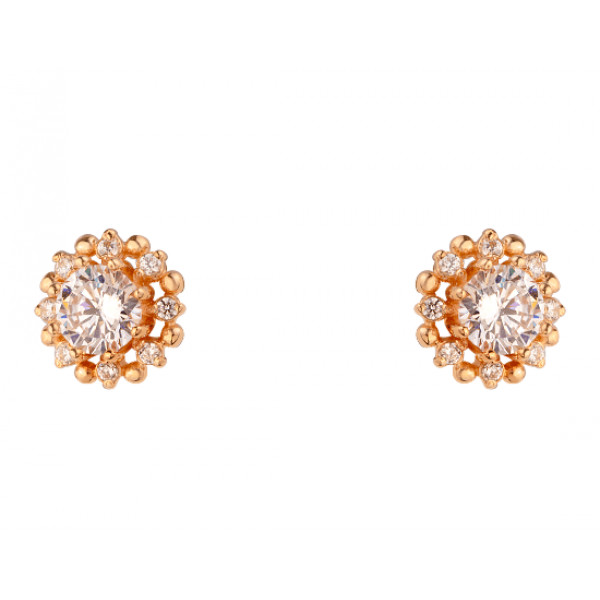 Серьги из красного золота с цирконом