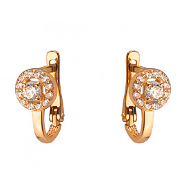 Золотые серьги красного цвета с цирконом 01-200202558