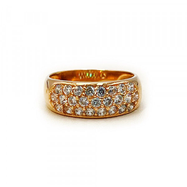 Золота каблучка у червоному кольорі з цирконом