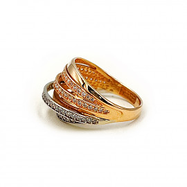 Кольцо из красного с белым золота с цирконом