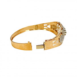 Золотой браслет красного с белым цвета с цирконом