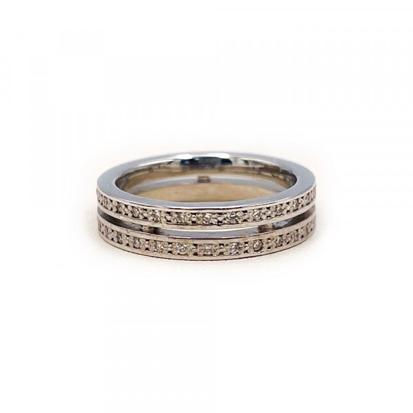 Обручка з золота з білими діамантами