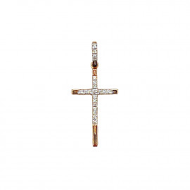 Золотий хрестик з білими діамантами 01-200786258