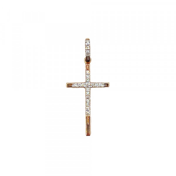Золотой крестик с белыми бриллиантами