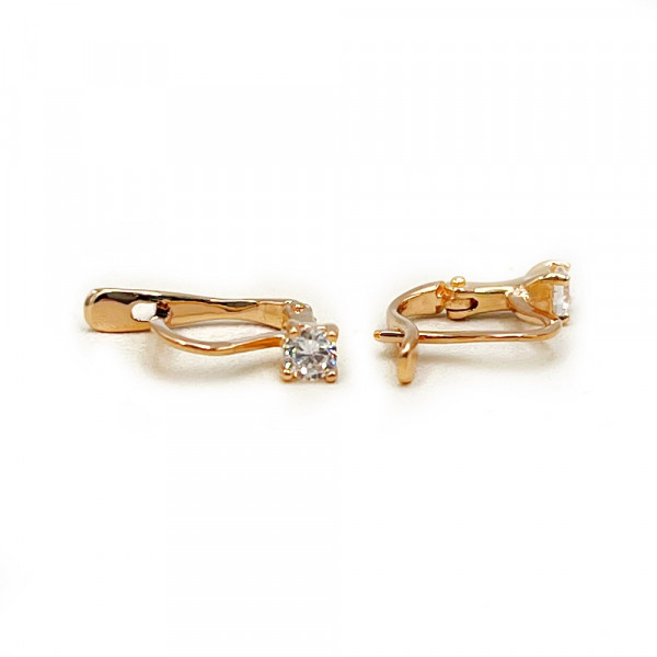 Золоті сережки червоного кольору з цирконом