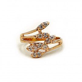 Каблучка з золота червоного кольору з цирконом 01-200799858